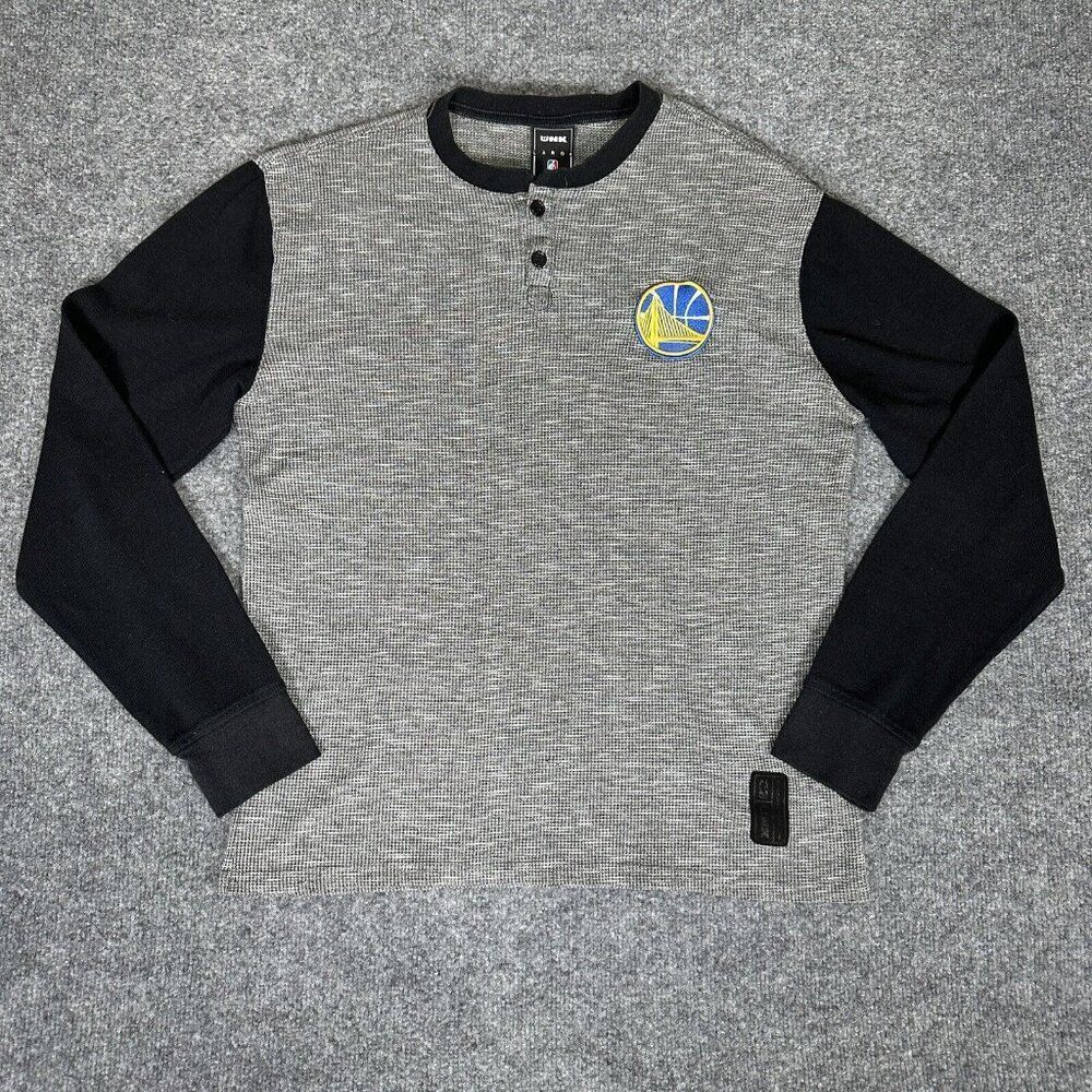 Golden State Warriors Henley Shirt Men L (S) NBA Long Sleeve Waffle Thermal Knit